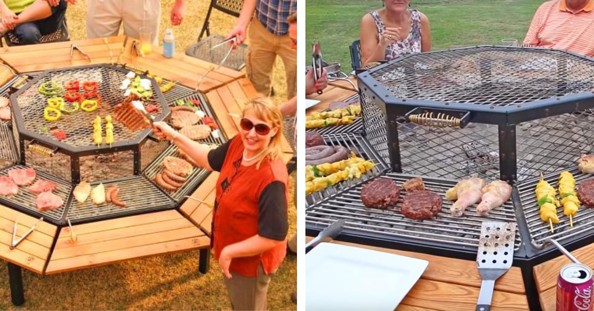 This Octagon Grill Table Has Individual Grilling Areas So Everyone Can Cook Their Own Meals