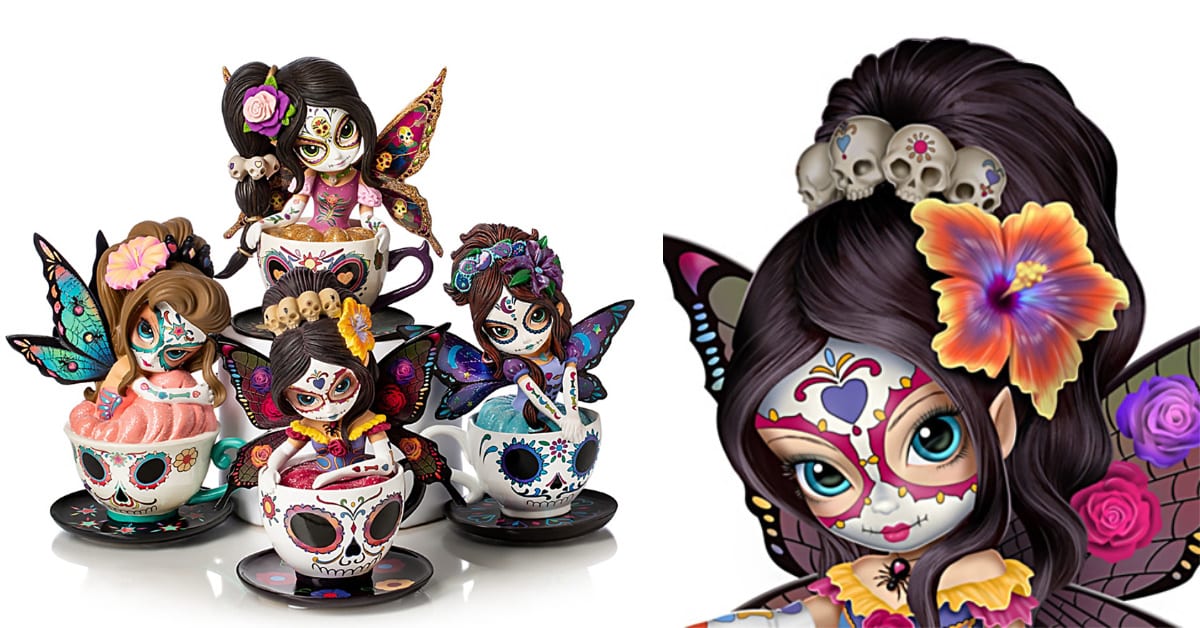 These Sugar Skull Teacup Fairies Are The Halloween Decor You Can Keep Up All Year Long