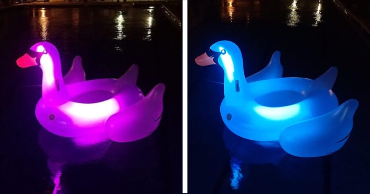 You Can Get A Light-Up Swan Pool Float So Get Ready To Take Up Night Swimming