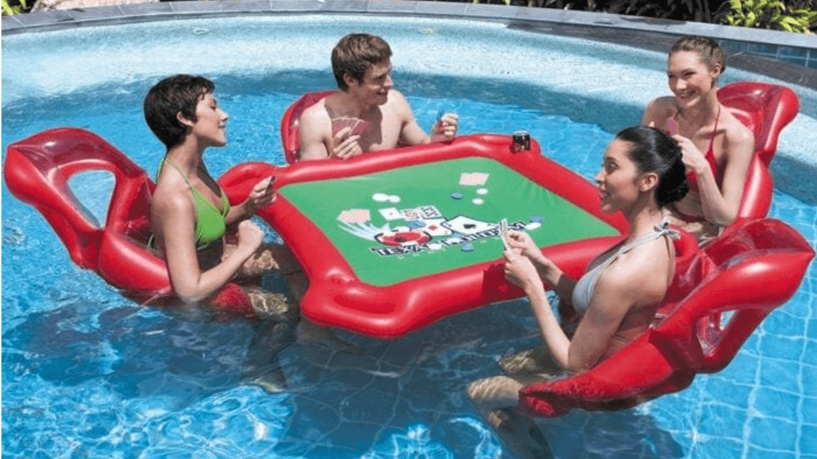 Amazon Has A Floating Game Table With Chairs For Your Next Big Pool Party