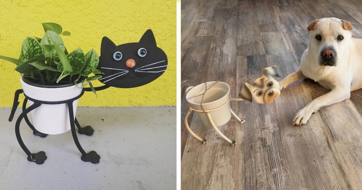 Aldi Is Selling $9 Metal Cat and Dog Planters And They’ll Be The Cutest Addition To Any Garden