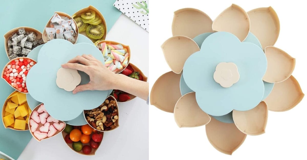 This Flower Shaped Container Twists And Blooms For The Ultimate Way To Serve Snacks and I Need It
