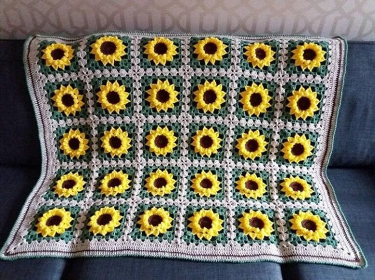 free crochet sunflower afghan pattern