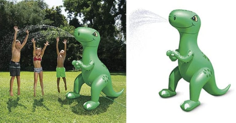 Aldi Has A 7-Foot Inflatable Dinosaur Sprinkler And Now Summer Can Officially Start