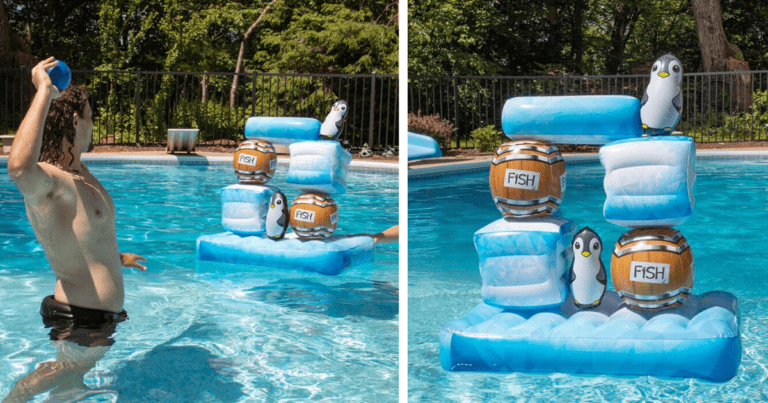 This Inflatable Floating Game Is Basically The Pool Version of ‘Angry Birds’ and I Need It