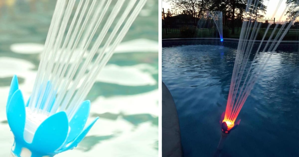 This Magic Pool Fountain Changes Color and Provides Calming Water Sounds As You Swim