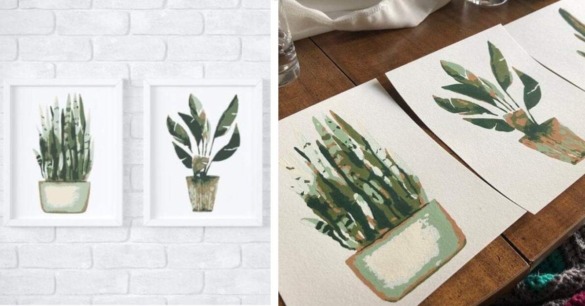 You Can Get Potted Plant Paint By Number Kits and I Want Them All