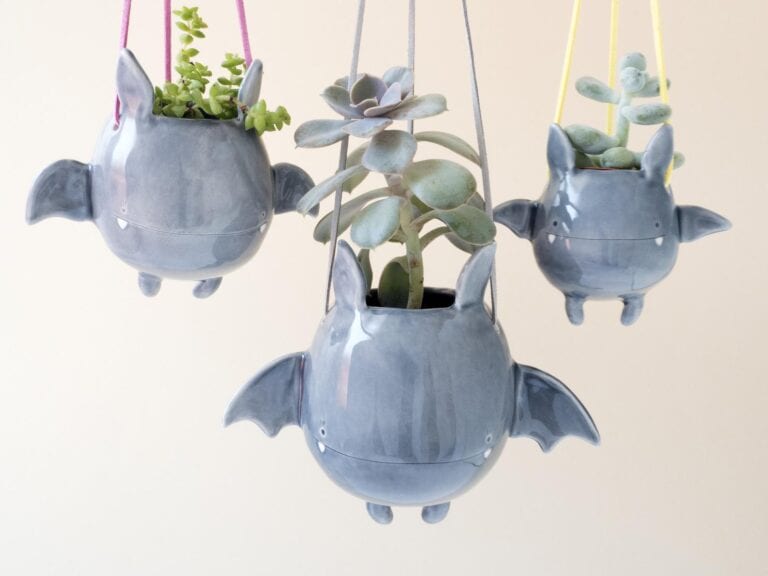 This Ceramic Flying Bat Succulent Holder Is The Cutest Way To Decorate For Halloween