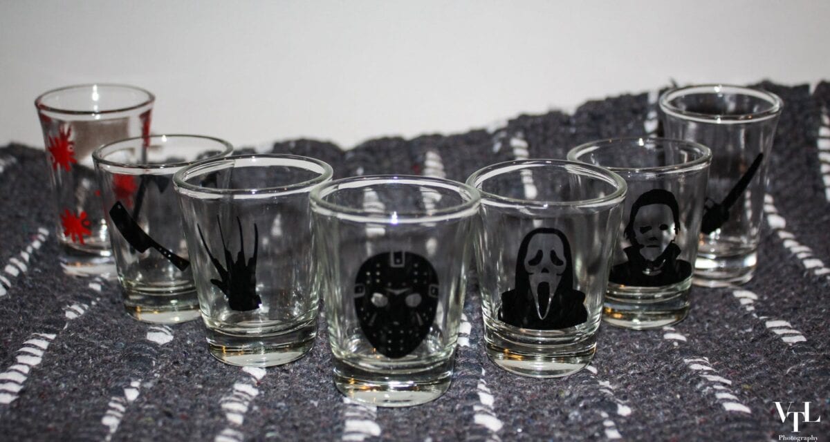 You Can Get Horror Movie Shot Glasses For The Person Who Likes To Drink on Halloween