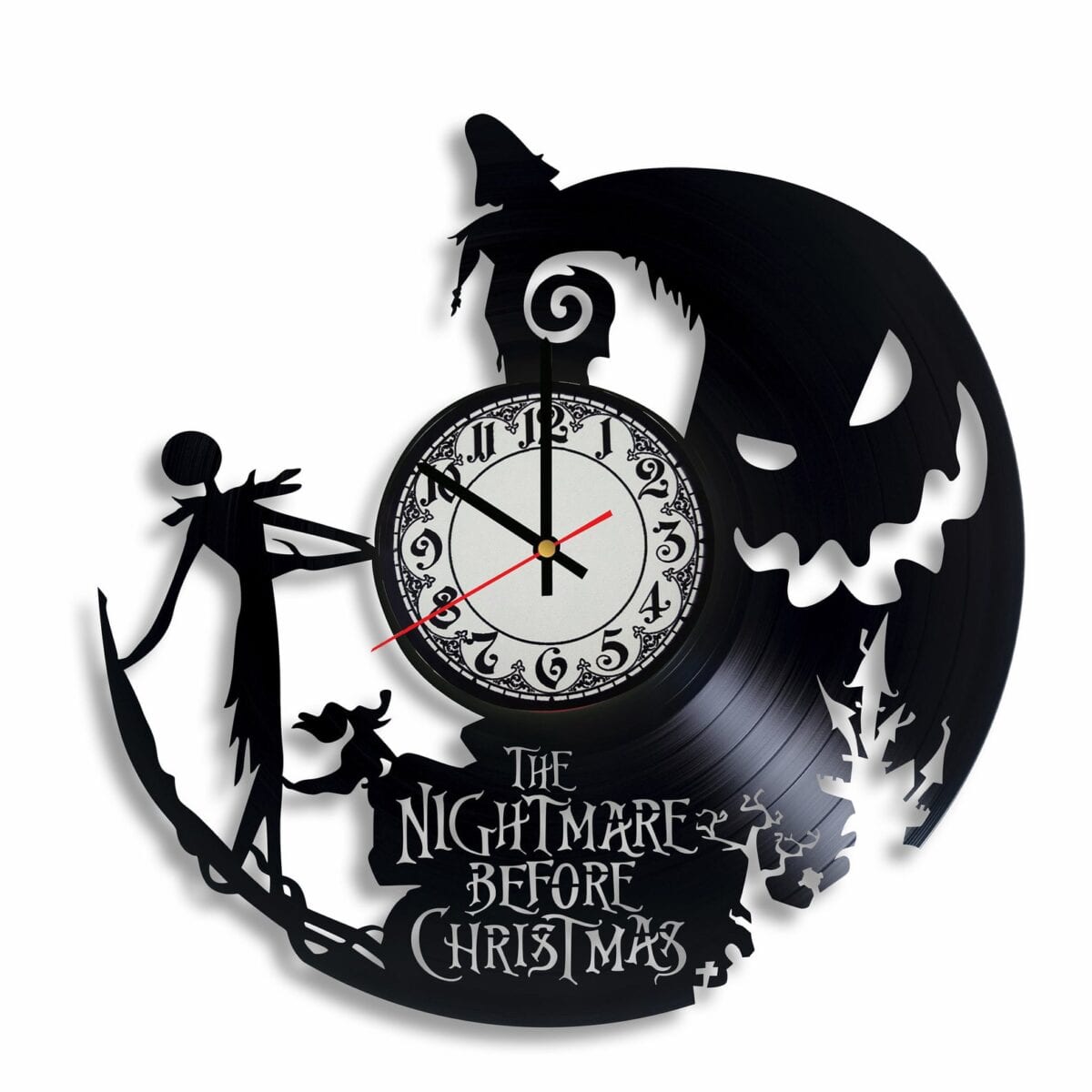 These Nightmare Before Christmas Clocks Are Made From Old Records and They Are Scary Cool