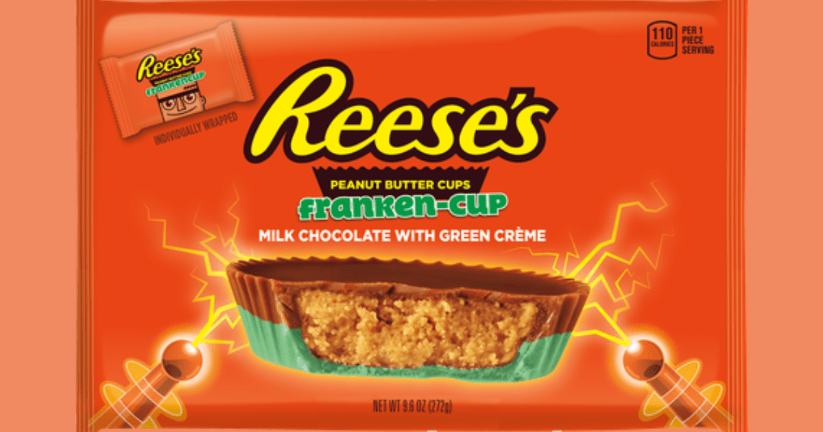 Reese’s Is Releasing a Franken-Cup Peanut Butter Flavor With A Layer of Green Creme For Halloween