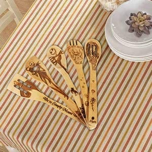 Mickey Minnie Wood burned spoon Slotted Sets kitchen Nightmare Before Christmas 
