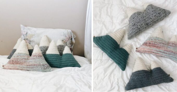 You Can Crochet Boho Mountain Peak Pillows For The Person Who Loves The Great Outdoors