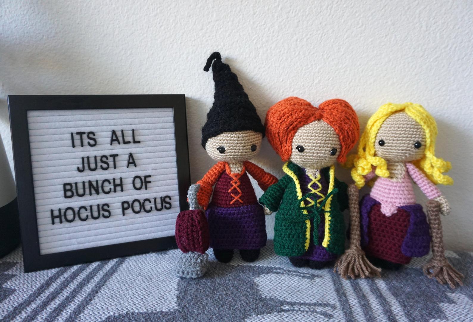 This Set Of Crocheted Sanderson Sisters from Hocus Pocus Will Look 