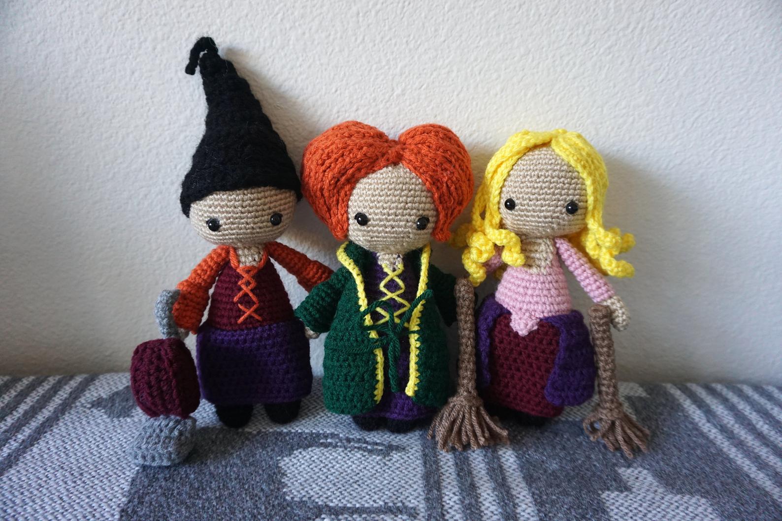 This Set Of Crocheted Sanderson Sisters from Hocus Pocus Will Look Glorious In Your Home