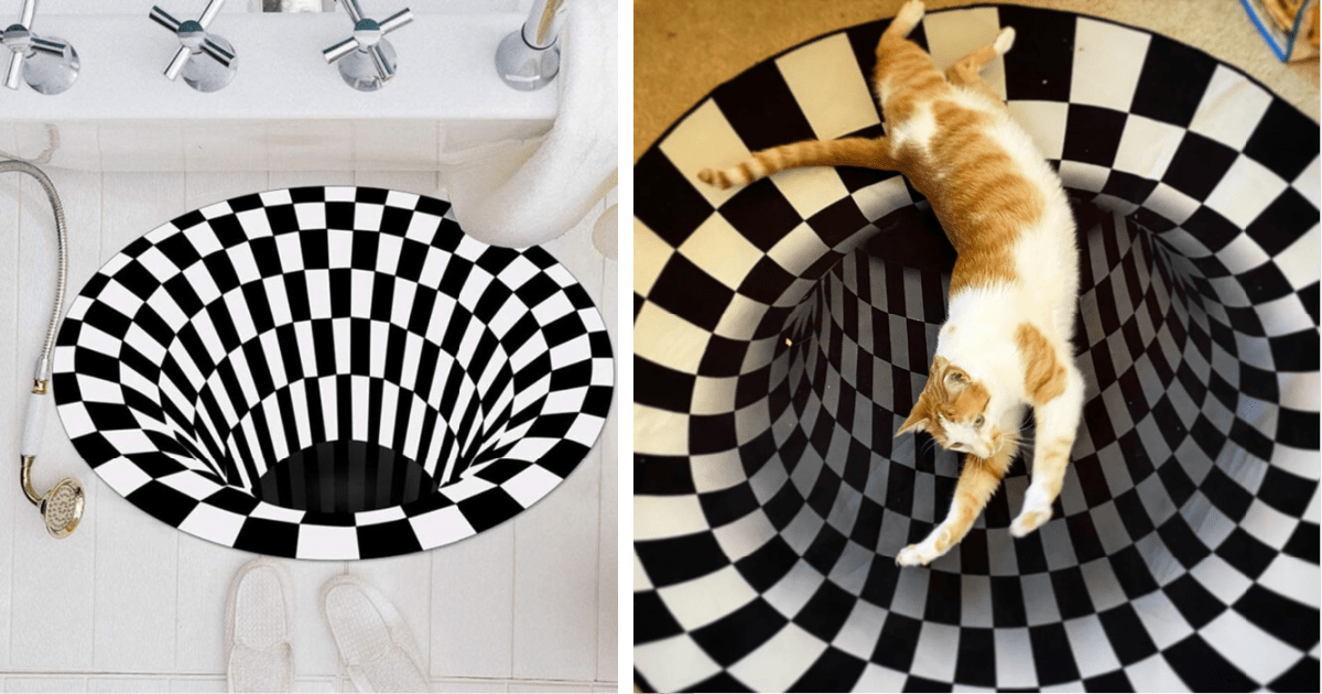 This Vortex Rug Is A Cool Optical Illusion and Reminds Me of Something From Beetlejuice