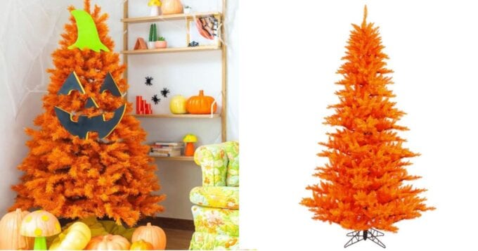 Walmart Is Selling Bright Orange Christmas Trees You Can Decorate For Halloween