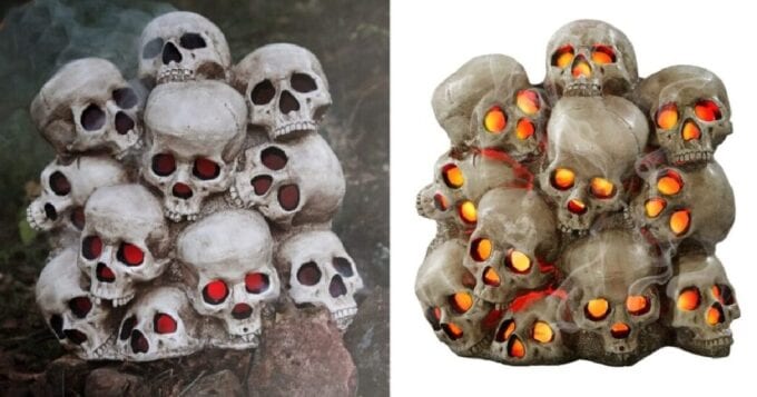 You Can Get A Pile Of Fogging Skulls That Light Up To Put In Your Yard For Halloween