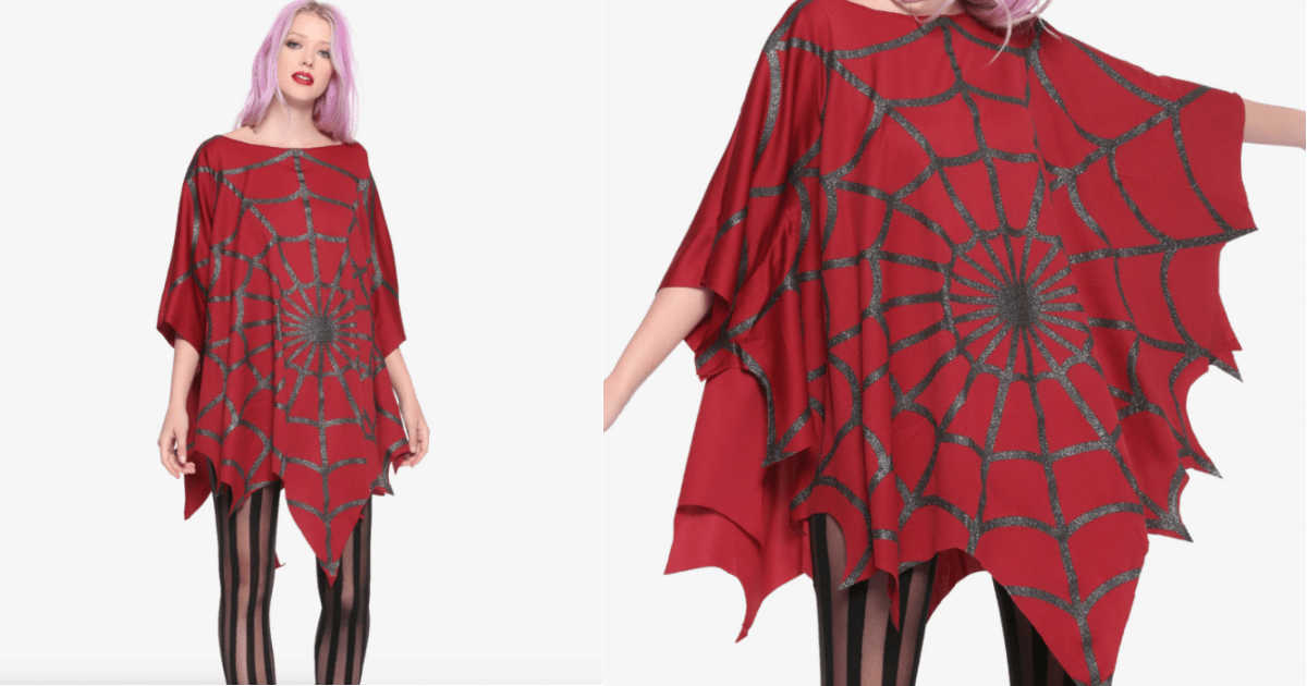 You Can Get A Red Spider Web Poncho That Is Covered In Glitter For That Perfect Fall Wardrobe