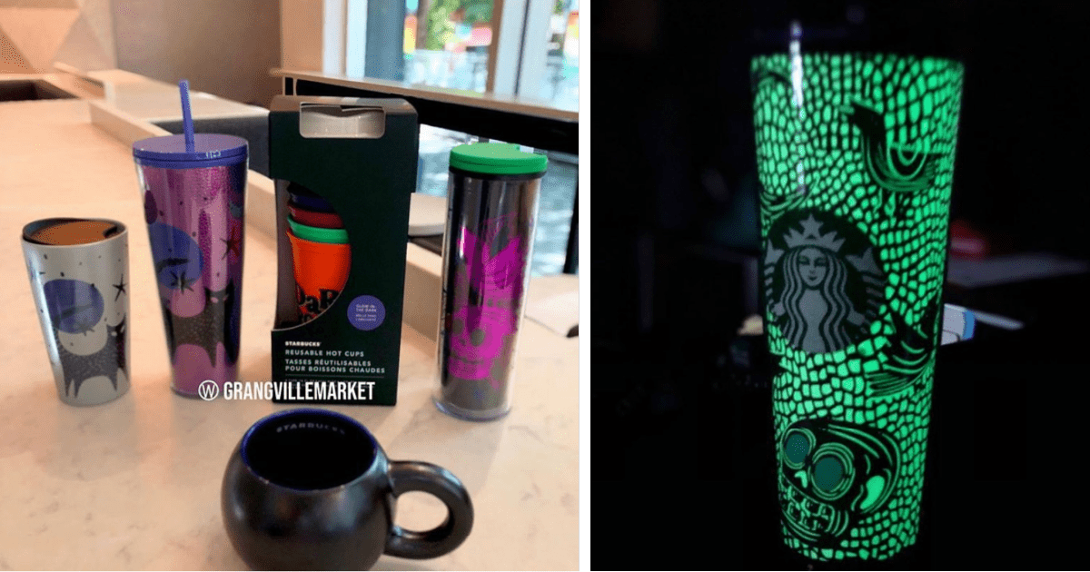 Glow-In-The-Dark Reusable Hot Cups 2020 Halloween NEW Starbucks 6 Pack 