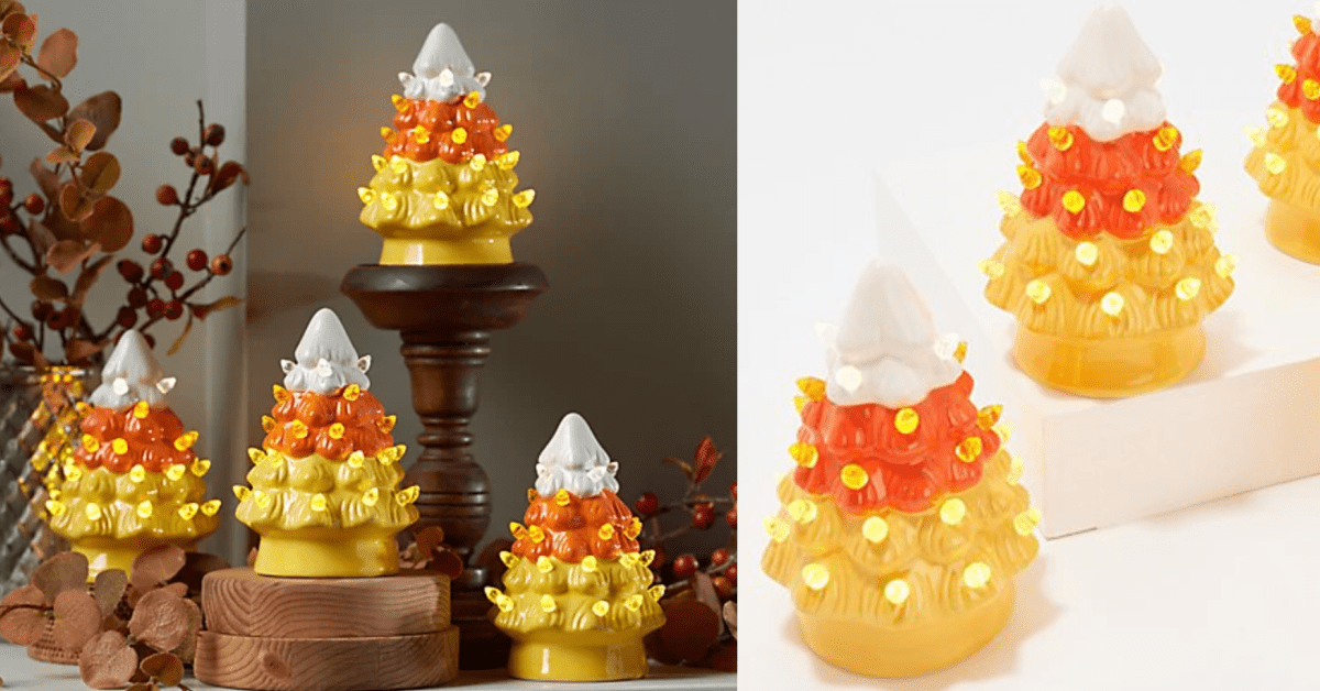 You Can Get A Set Of Mini Candy Corn Trees That Light Up Just In Time For Fall