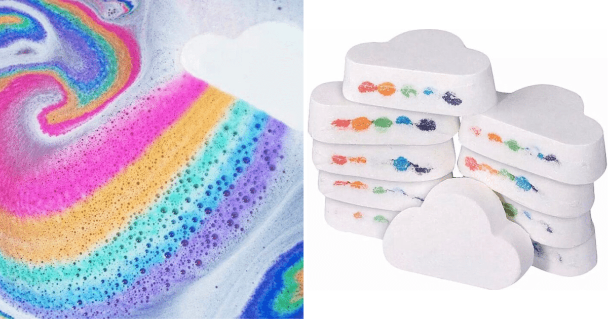 You Can Get A Cloud Bath Bomb That Creates A Rainbow In Your Bathtub