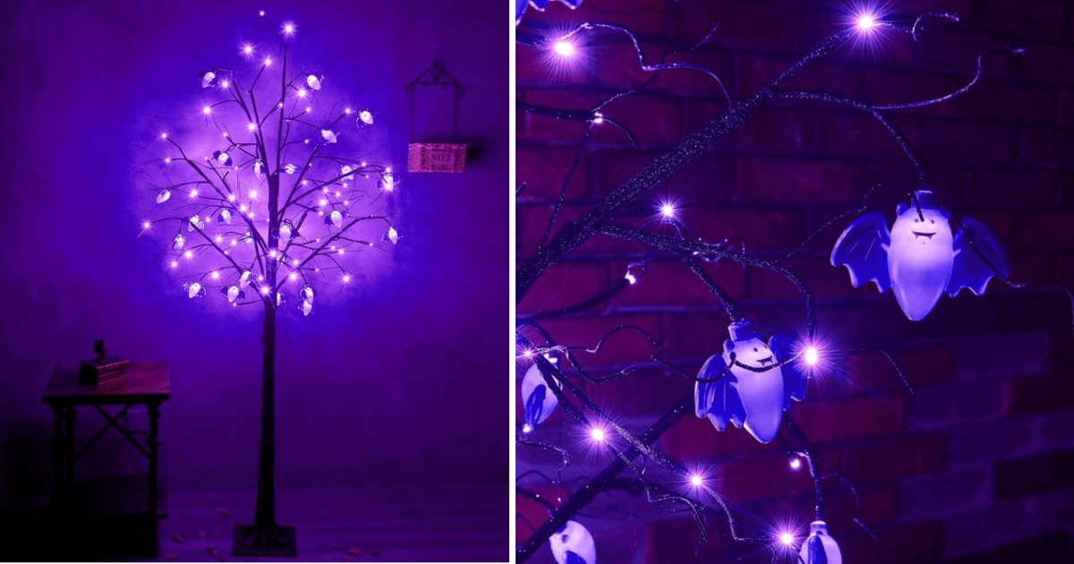 Amazon Is Selling A 6-Foot Purple Bat Tree That Will Light Up Any Room On Halloween Night