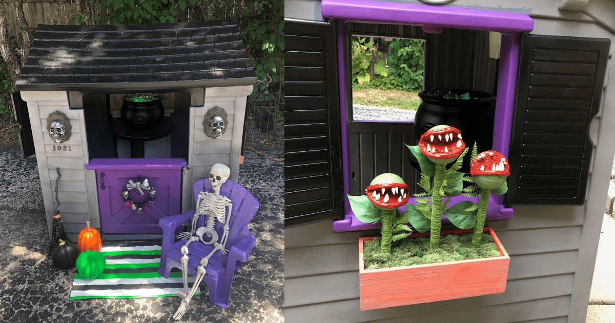 This Couple Turned An Old Playhouse Into A Haunted Playhouse For Halloween and It Is Incredible