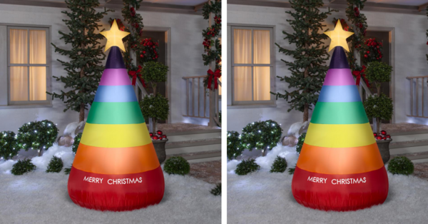 Home Depot Is Selling A 7-Foot Inflatable Rainbow Christmas Tree and I Need It
