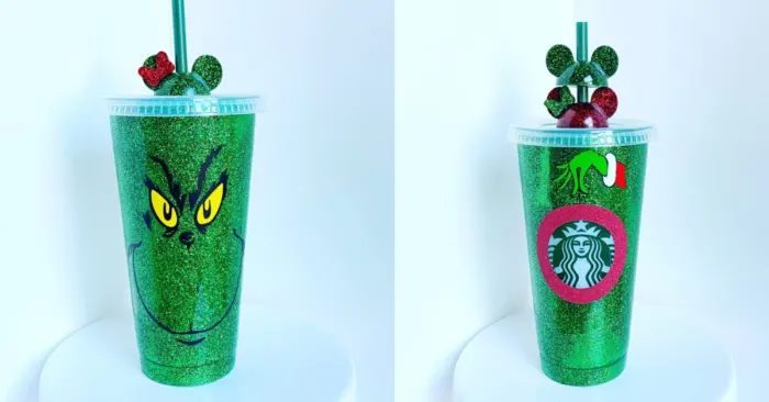 Grinch Leopard Print Starbucks Cold Cup-Cup With Grinch Hand