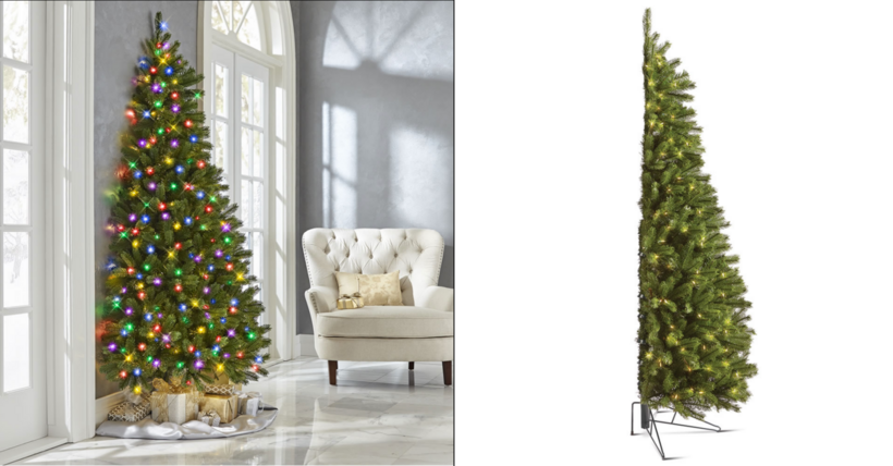 You Can Get A Half Christmas Tree That Fits Flat Against A Wall For The Person Who Hates Decorating The Backside