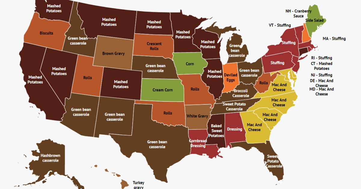This Map Shows America’s Favorite Thanksgiving Side Dish And Believe It Or Not, Only One State Chose Cranberry Sauce