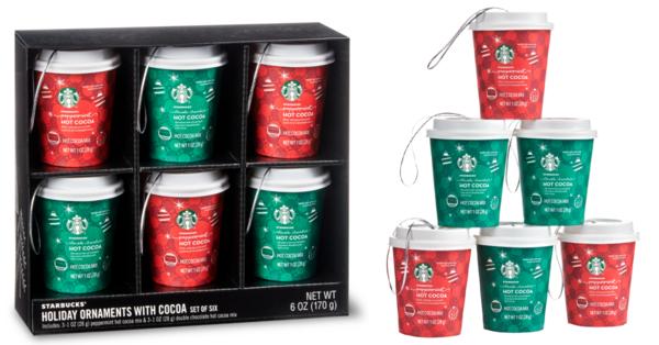 You Can Get Mini Starbucks Ornaments That Are Filled With Hot Cocoa Packets To Hang On Your Tree