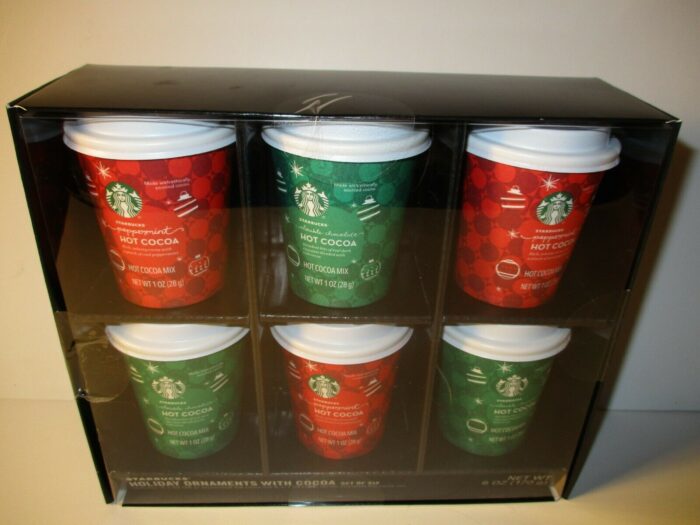STARBUCKS 6-pack Mini Cup Holiday Ornaments Gift Set With Hot