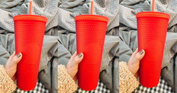 Starbucks Released A Matte Neon Coral Studded Cup Just In Time For The Holidays and It’s Stunning