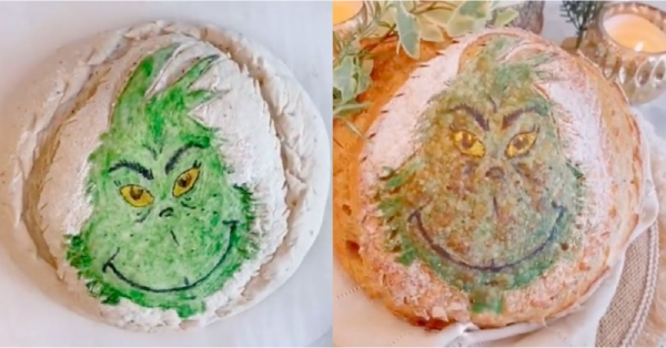 You Can Make A Grinch Inspired Sourdough Loaf That Is Perfect For Christmas Dinner!