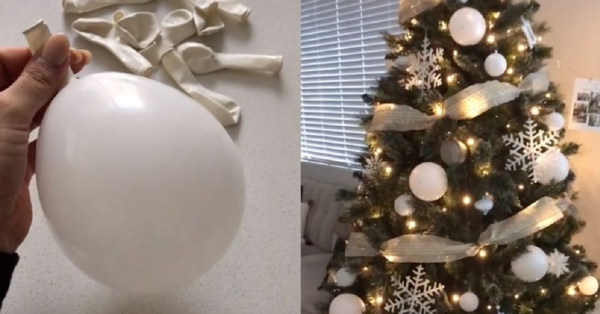 People Are Using Balloons As Shatterproof Ornaments To Decorate Their Christmas Tree and It Is Brilliant