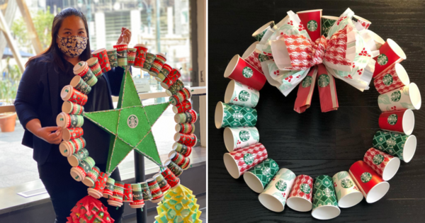 People Are Making Holiday Wreaths With Starbucks Cups and I Love It