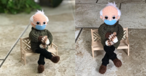 The Woman That Went Viral For Her Bernie Sanders Crochet Doll Is Now Auctioning It For Charity