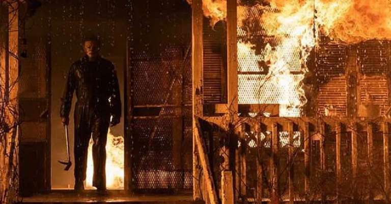 This Newly Released Image From ‘Halloween Kills’ Shows Michael Meyers Escaping From Laurie’s Fire