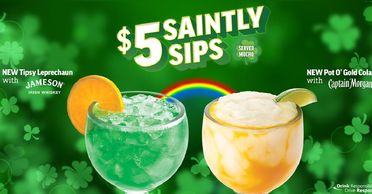 Applebee’s Is Selling Giant $5 Drinks For St. Patricks’s Day Including One Called The ‘Tipsy Leprechaun’!