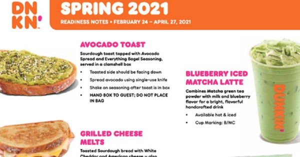 Dunkin’ Is Releasing A Ton Of New Items For Spring Including A Blueberry Iced Matcha Latte