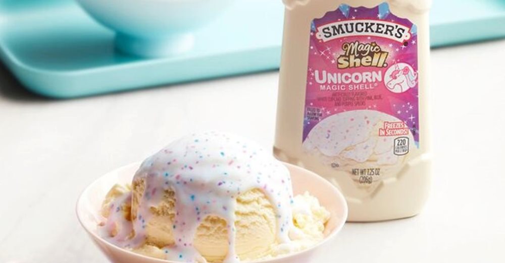 Smucker’s Just Dropped A Unicorn Magic Shell Ice Cream Topper That Tastes Like A Cupcake