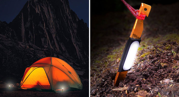 These Battery Operated Tent Stake Lights Illuminate To Prevent Tripping At Night