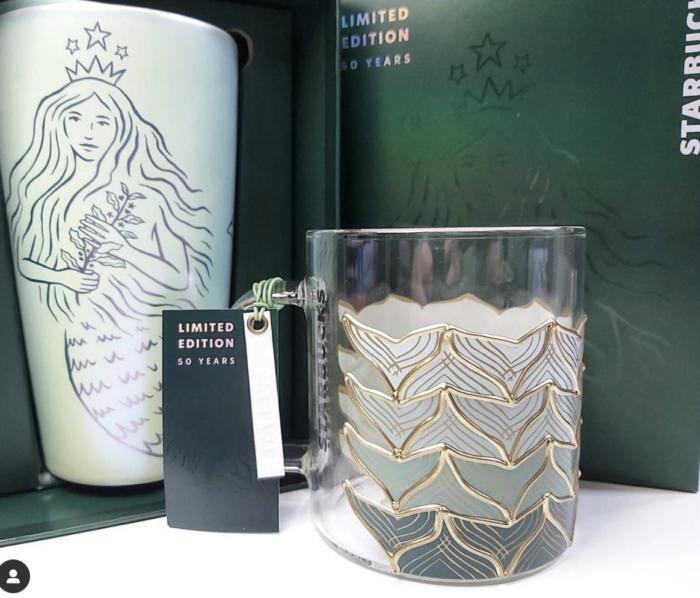 Starbucks 50th Anniversary Glass Sirens Tail Mug, 12oz