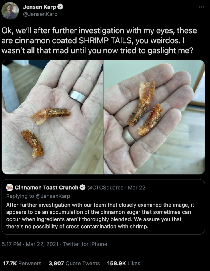 shrimp tails cinnamon toast crunch shrimp