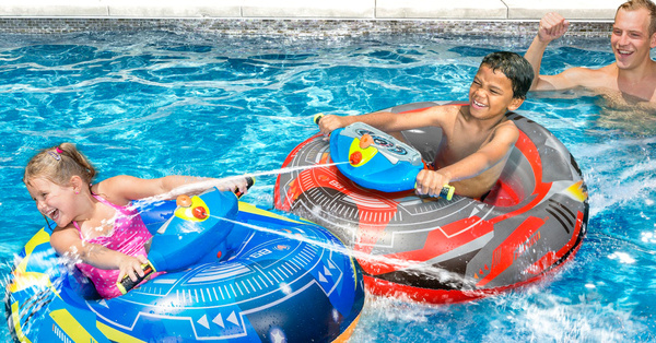 You Can Get A Motorized Pool Tube So Your Kids Can Play Bumper Cars In The Water