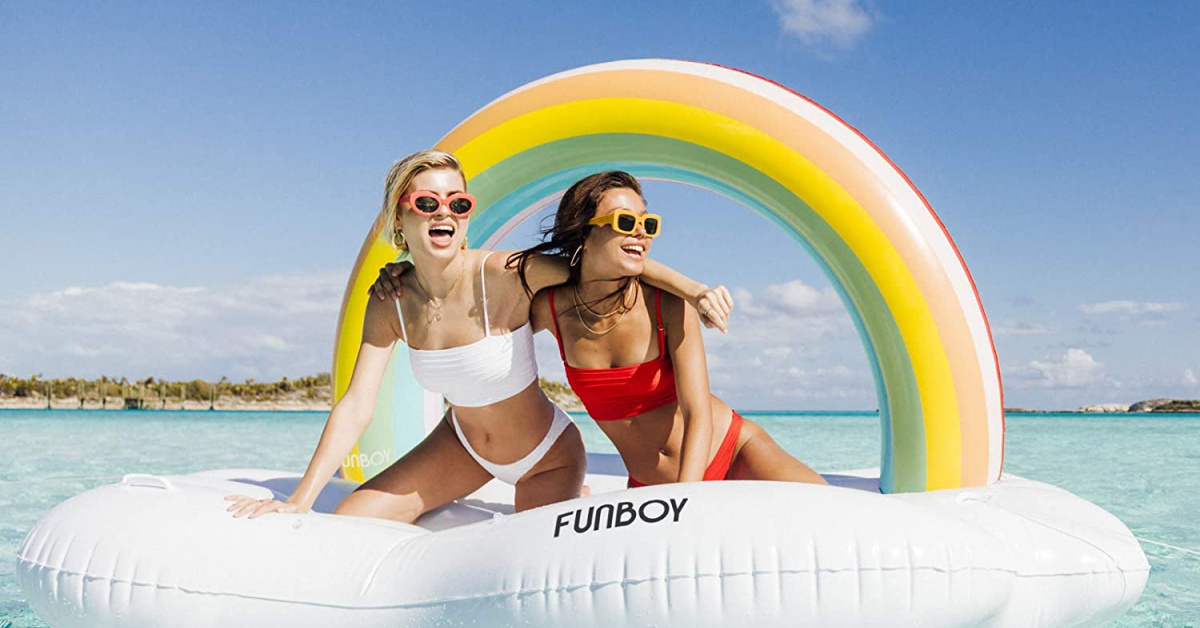 You Can Float On A Giant Inflatable Rainbow Cloud Daybed This Summer