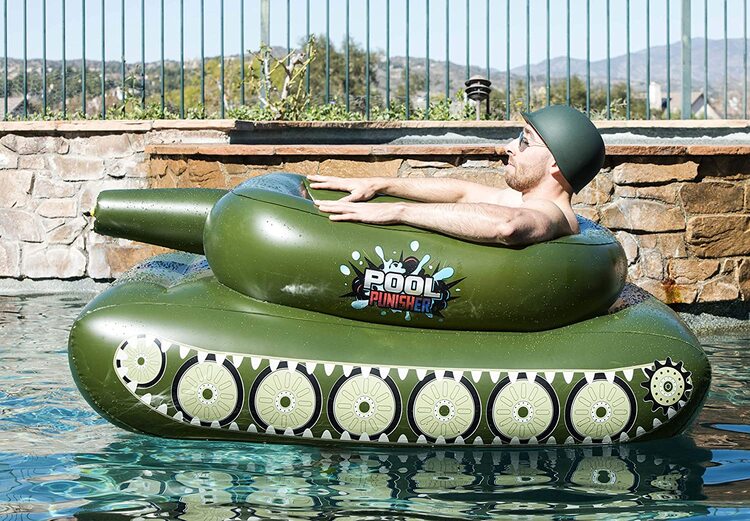 You Can Get An Inflatable Tank Pool Float Complete With A Working Water Cannon