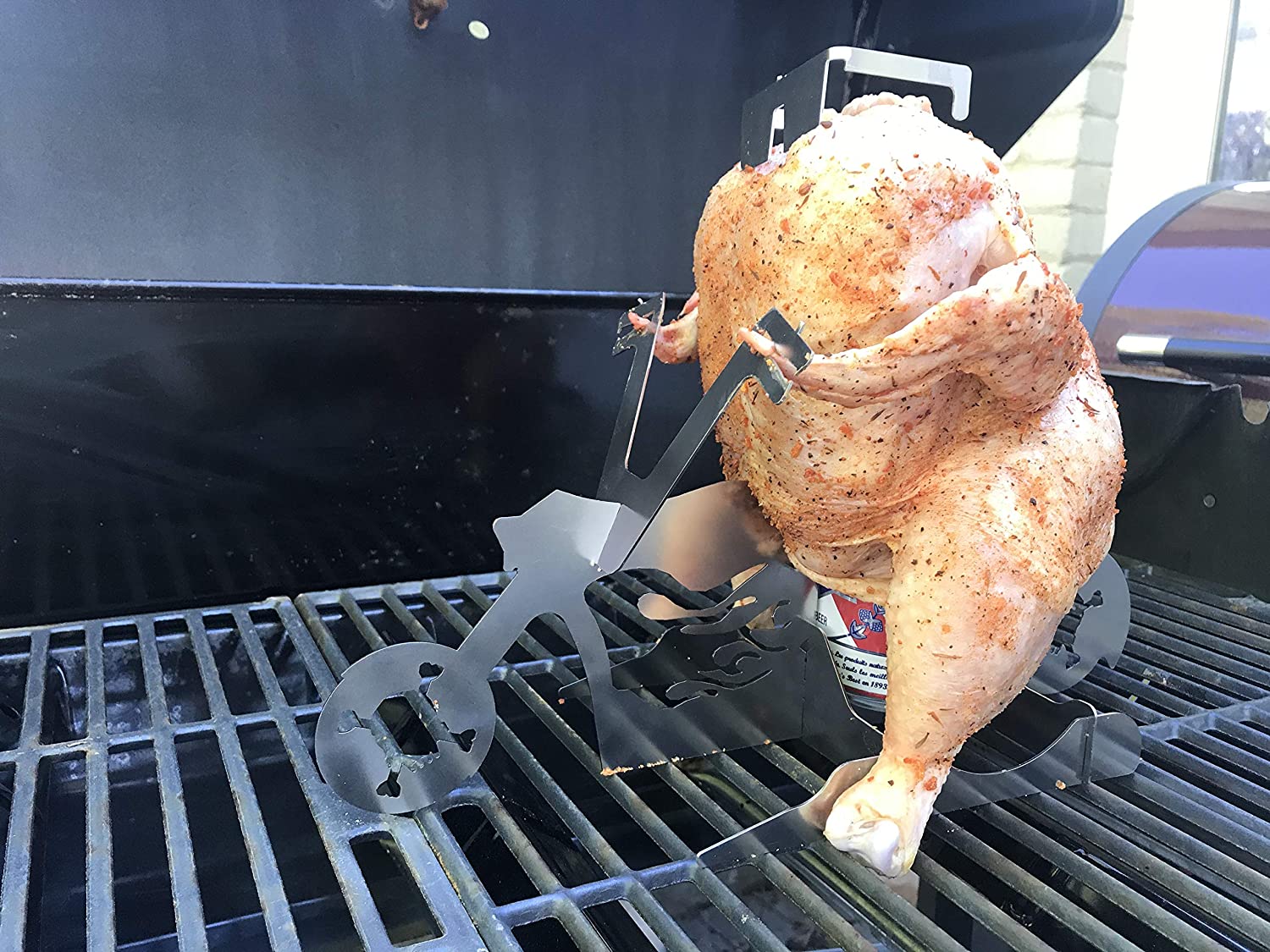 You Can Get A Flaming Bike Beer Can Chicken Stand For The Grill Master That Likes To Be Extra